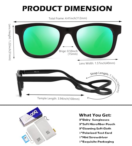 NULOOQ Bendable Flexible Polarized Baby Sunglasses – with Silicon Strap for Infant Newborn & Toddler Age 0-18 Months3