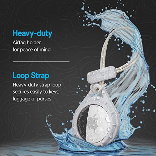 Image of Pelican Protector AirTag Holder - AirTag Keychain w /Rugged Strap Loop [Impact Resistant] [Travel Essentials] - Protective Air Tag Case for Dog Collar, Backpack, Keys, Luggage - Clear