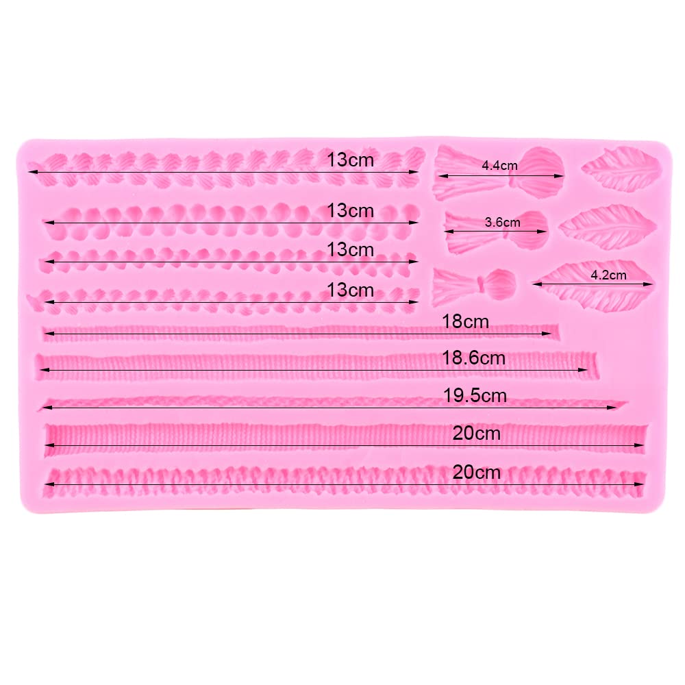 Asaisimg Moule à fondant en corde de chanvre, moule en silicone pour décoration de gâteau macramé, moule à bordure de gâteau, texture tissée, moule de cuisson pour bonbons, chocolat, gumpaste