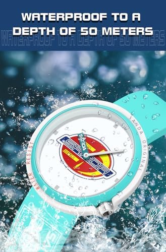 Lorciix Colorful Analog Quartz Watch, 42mm Dial, Silicone Strap, Removable Case (Bl Re) - 5