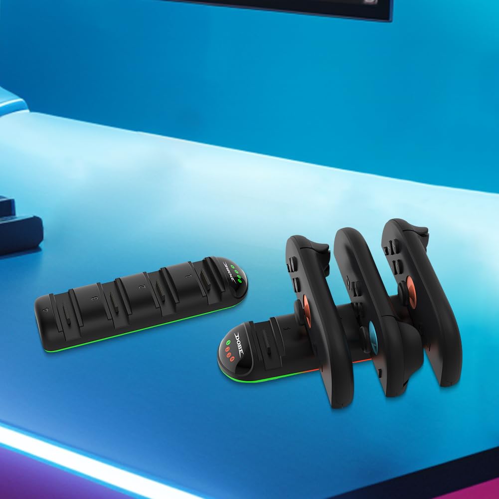 Ładowarka 4 w 1 do przełącznika 2 stacji ładującej LED do kontrolera Joy-Con szybkie i bezpieczne ładowanie