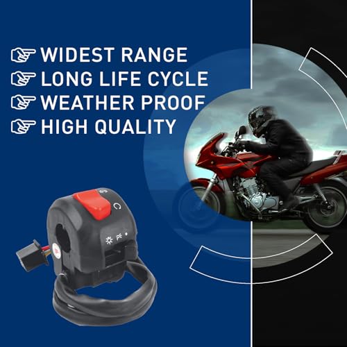 Image of Uno Minda SW-0666T Handle BAR Switch- Right Side (KICK Start) - with Light & Engine Kill Switch - 6 PIN Black Female Coupler for-Royal Enfield-Bullet Electra 350 CC (Drum)