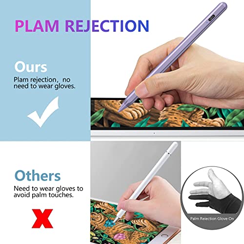 Image of Stylus Pen for iPad 2018-2023 with Palm Rejection, Active Pencil for iPad 10th /9th /8th /7th /6th Generation, for iPad Pro 11 /12.9 inch, for iPad Air 5th /4th /3th Gen, for iPad Mini 6th /5th Gen(Purple)