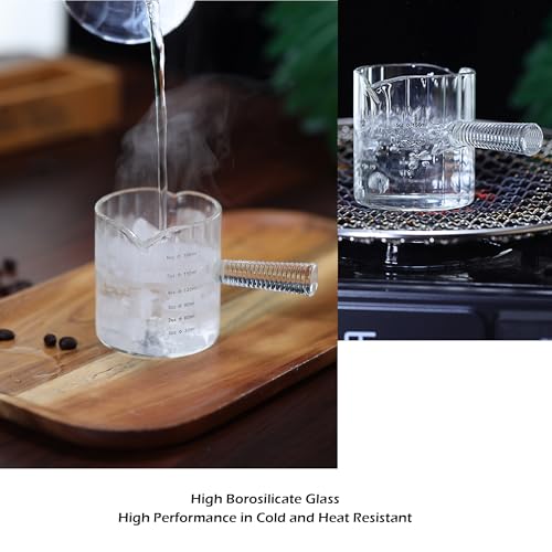 Vaso medidor de vidrio para espresso 6 oz con asa miniatura 5