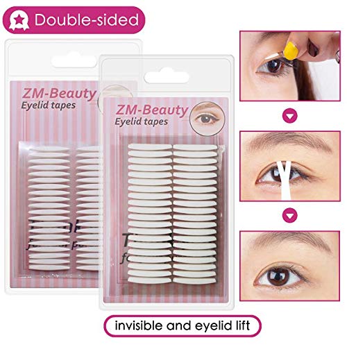4 Pack/960Pcs Natural Invisible Single/Double Side Eyelid Tapes Stickers, Medical-use Fiber Eyelid Strips, Instant Lift Eye Lid Without Surgery, Perfect for Hooded, Droopy, Uneven, Mono-eyelids
