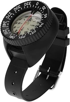 50m Waterproof Diving Compass Underwater Caving Camping Compass with Wristband Diving Scuba Watchband Fluorescent Dial Compass for Driving, Camping Outoor Survive, Hiking, Adventure.