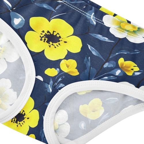Cotton Girls Underwear Toddler Floral Yellow White Flowers Dark Blue Cute Panties Girl Florals Underpants Briefs 2t4