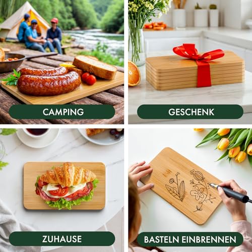 Blumtal Frühstücksbrettchen 6er Set aus Bambus - 22x14x0,8 cm Frühstücksbretter - antibakterielles Holzbrettchen - Frühstücksbrettchen… – Ansicht 5