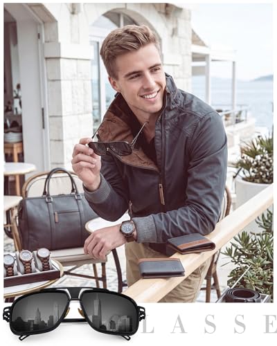 Image of Frienda 3 Pairs Retro Sunglasses for Men Oversized Men Shades Glasses Fashion Alloy Metal Gold Frame Polarized Sun Glasses