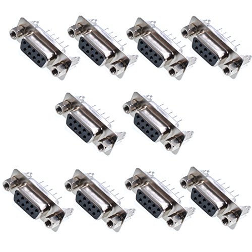 Willwin 10 pcs DB9 9 Broches 2 Rangées Vis De Verrouillage 180 Degrés Femelle D-Sub PCB Connecteur DP9 Cover