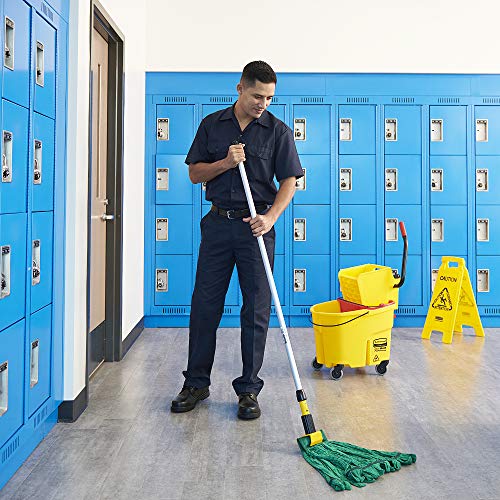 Image of Rubbermaid Commercial Products Web Foot Medium 20 Ounce Microfiber Tube Wet Mop 5 inch Headband Green for General Purpose Floor Cleaning Abrasive Cleaning and Heady-Duty Scrubbing