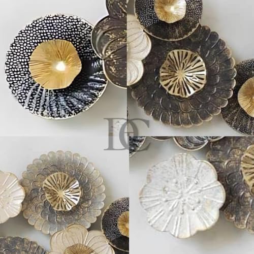 Image of THE DECOR COMPANY Large 3D Metal Wall Art for Living Room, Luxury Floral Wall Decor for Sofa Back Wall, Modern Gold Black Wall Hanging Showpiece for Hall, Drawing Room, Bedroom and Dining Area