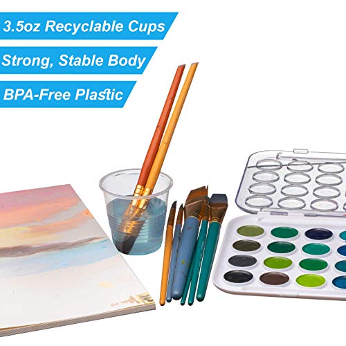 3.5 oz Disposable Plastic Cups | Clear Cups, Snack and Drink Size | Party, Event, Wedding, Kids | Recyclable Drinkware | Tea, Soda, Water, Juice, Milk (50 Pack 2500 Cups/Case)