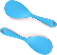 Honnesserry Cuillere de Service, Cuillere en Silicone Cuillere a Riz Cuillères pour Cuiseur à Riz, Ustensiles De Cuisine pour Autocuiseur Riz,Purée de Pommes de Terre,ou plus(2 Pièces,Bleu)