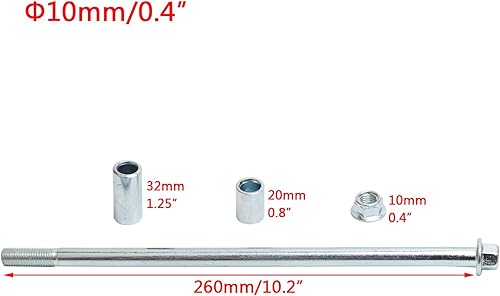 Miniatura 3 de Minho Eje delantero trasero de 0.394 in y 10.236 in con buje de 0.236 in, 0.787 in, 1.260 in, apto para motocicleta, Pit Dirt Bike ciclomotor,