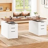 SEDETA Electric Standing Desk with 6 Drawers, 55' Adjustable Stand up Desk with Storage, Computer Desks with Power Outlets for Home Office, White
