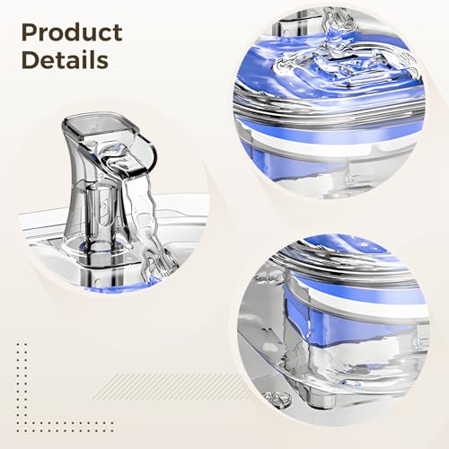 2.6 Gallon Pet Water Fountain, Transparent Dog and Cat Water Dispenser, Includes Pump and Filtration System, Quiet Operation