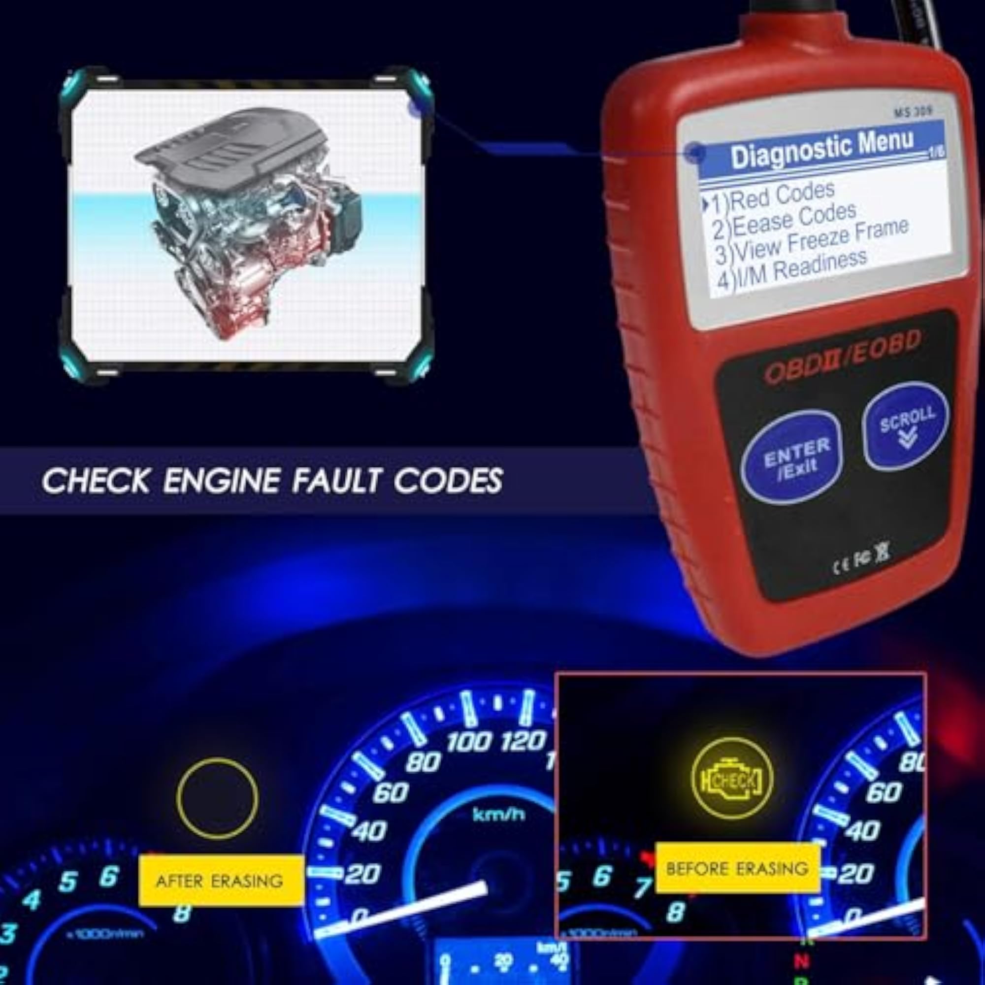 OBD2 Scanner for Car Engine Fault Diagnostics