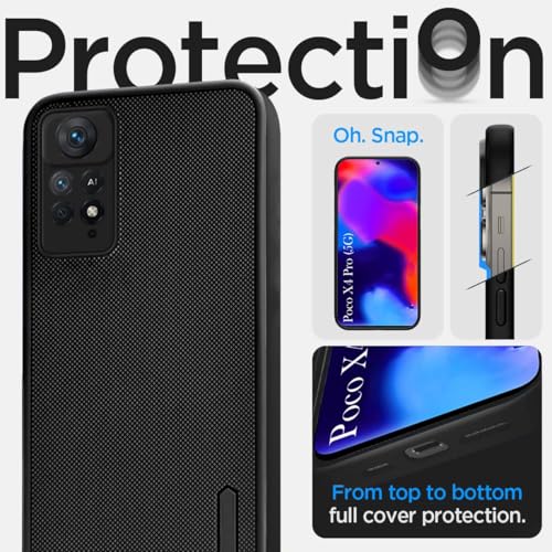 Image of Jkobi Back Case Cover for Poco X4 Pro 5G (Textured Grip Design | Camera Protetion | Slim and Light Weight | Soft Touch and Feel | Black)