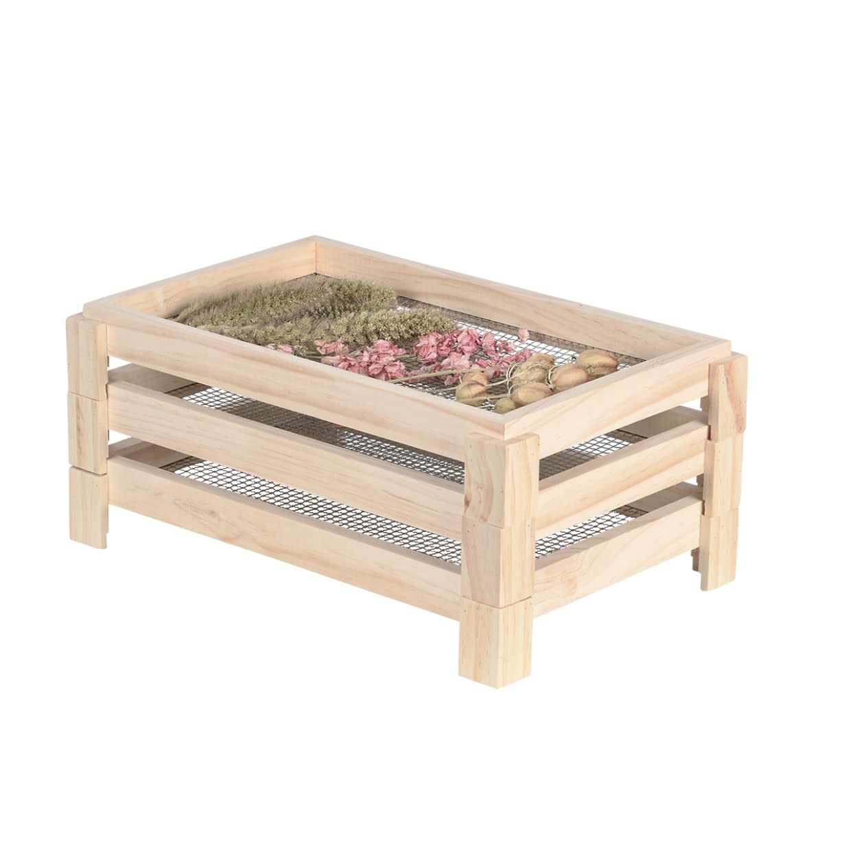 EsschertDesign, essiccatore per erbe aromatiche, in legno, 23 x 36 x 16 cm, impilabile, 3 strati di asciugatrice, spezie e piante