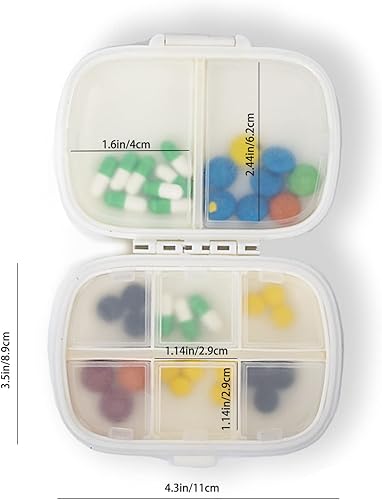 Miniatura 9 de Pastillero de viaje pequeño, portátil, diario, 8 compartimentos, pastillero para bolso, bolsillo para medicamentos, vitaminas, contenedor