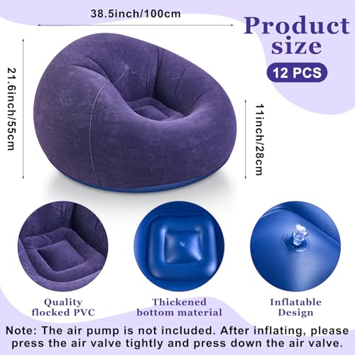 Image of Realspring Inflatable Bean Bag Chairs Outdoor Blow up Camping Chairs Inflatable Lazy Sofa Folding Portable Bean Bag Loungers Couch for Movie Night(Blue,12 Pcs)