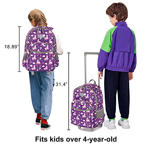 Image of Rolling Backpack 18 inch Double Handle Wheeled Boys Girls Travel School Children Luggage Toddler Trip