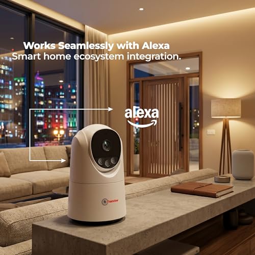 Image of Trueview 3MP WiFi Robot Camera | Baby Monitoring & Home Security | Night Vision | AI Motion Tracking | 360 Pan Tilt | Two-Way Talk | Alexa | T18296S