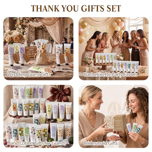 Image of spa luxetique 50 Pack Hand Cream for Dry Cracked Hands,Mini Hand Lotion Travel Size for Women,Small Bridesmaid Proposal Gifts,Bulk Teacher Appreciation Gift Set,Bachelorette Party Favors Christmas