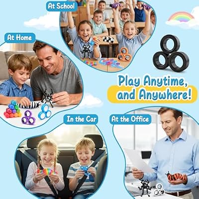 6 Pack Fidget Toys Bulk for Kids & Adults,Sensory Travel Must Have,Autism Anxiety Stress Calm Down Must Have,Treasure Classroom School Prizes Birthday Easter Gifts for Kids 5-7-8-12 Year Old