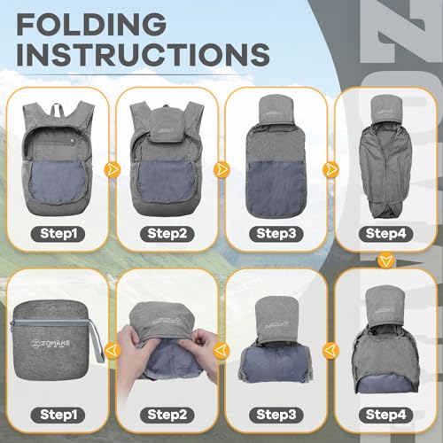 Mochila plegable ligera ZOMAKE 10L para senderismo miniatura 6