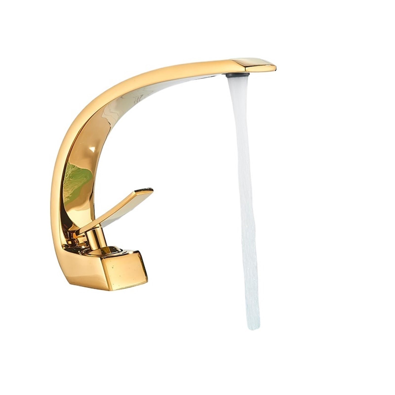 Soywim Golden Basin Sink Faucet Hot And Cold Bathroom Mixer Tap, Single Hole, Washing Face Deck Mount Crane,High-Pressure Resistant(Golden)