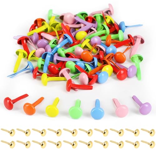 DHWEKU 120 Pièces Mini Brads,Amour Attaches Parisiennes à Tête Métal Brads 8.3mm x 17mm pour Scrapbooking Craft Papier Bricolage Estampage Accessoires