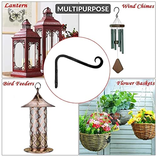 Image of Metal Wall Hook Hanging Plant Bracket Decorative Straight Plant Hanger for Pots, Bird Feeder, Planters, Lantern, Macrame, Wind Chimes Indoor | Outdoor (Pack of 2, L Black 27)