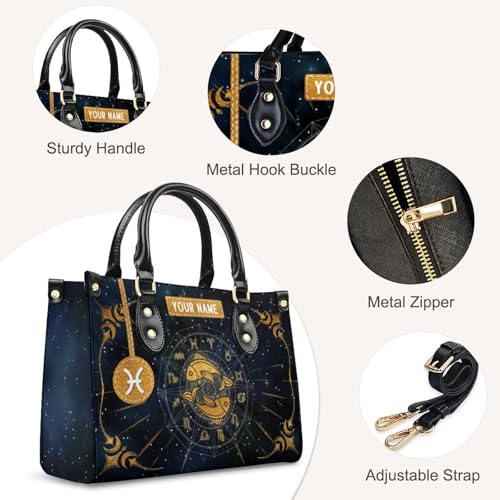 Handbags for Women - Personalized Leather Purse with Name - Tote Bags for Mom Grandma - Zodiac Gifts Ideas for Her4