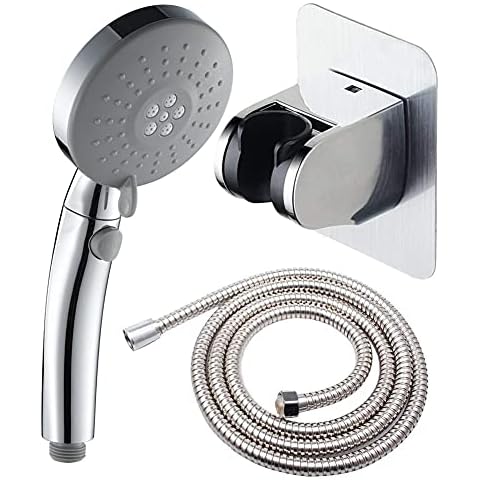 Deliao Elderly Handheld Shower Head Designed For Disabled Pregnant Woman Gravidas With 79-Inch Hose Suciton Cup Holder Bracket Home Care Control Button Convenient Push Button Chrome Cover