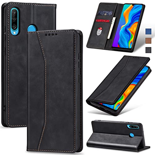 Image of Jasonyu Flip Wallet Case for Huawei P30 Lite,Black