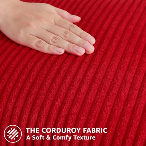 Image of Mecatny Corduroy Throw Pillow Covers 26x26 Set of 2 Christmas Red