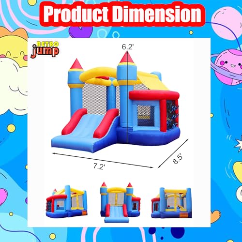 RETRO JUMP Inflatable Bounce House, Bouncy House for Kids Outdoor, Inflatable Kids Bounce House with Jumping Ball Pit & Basketball Hoop, Ocean Balls, Blower, Patch Kits, Stakes, Carrying Bag - Image 3