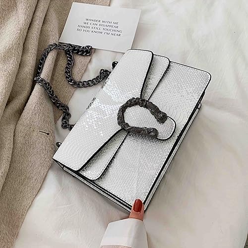 Women's Crossbody Shoulder Bag,Fashion Snake Print Chain Purse Luxury PU Leather Handbag4