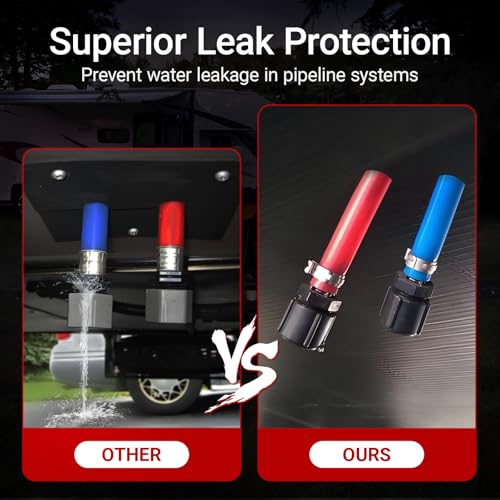 Image of 2 PCS Low Point Drain Seals and Caps for RV Camper Travel Trailer - 1 /2 Inch Hot & Cold Water Lines RV Drain Cap