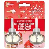 Glade PlugIns Refills Air Freshener, Scented and Essential Oils for Home and Bathroom, Strawberry Sundae Funday, 1.34 Oz, 2 Count