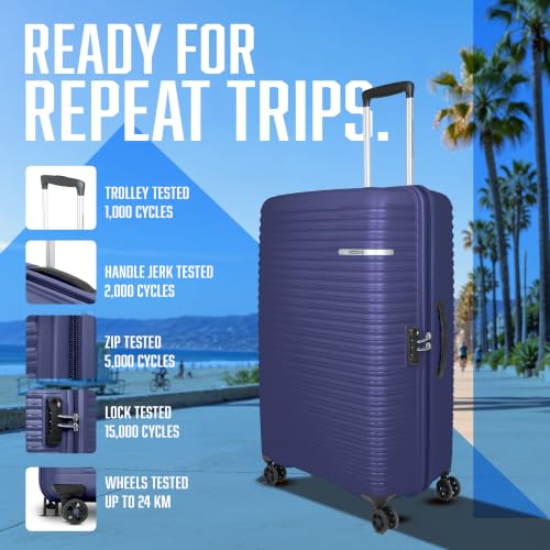 Image of American Tourister Liftoff+|Large Size Check-in Spinner Trolley Bag (79 cm) for Travel|360 8 Wheel Travel Luggage|Hard Case Polypropylene (PP) Suitcase|Mounted TSA Lock|Midnight Blue