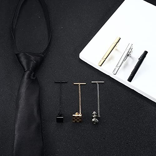 Orazio Tie Clips For Men Tie Bar Knot Tie Pin Clip On Tie For Fathers Day Gift Neck Tie Tacks With Chain For Wedding Business Accessories #TOP6