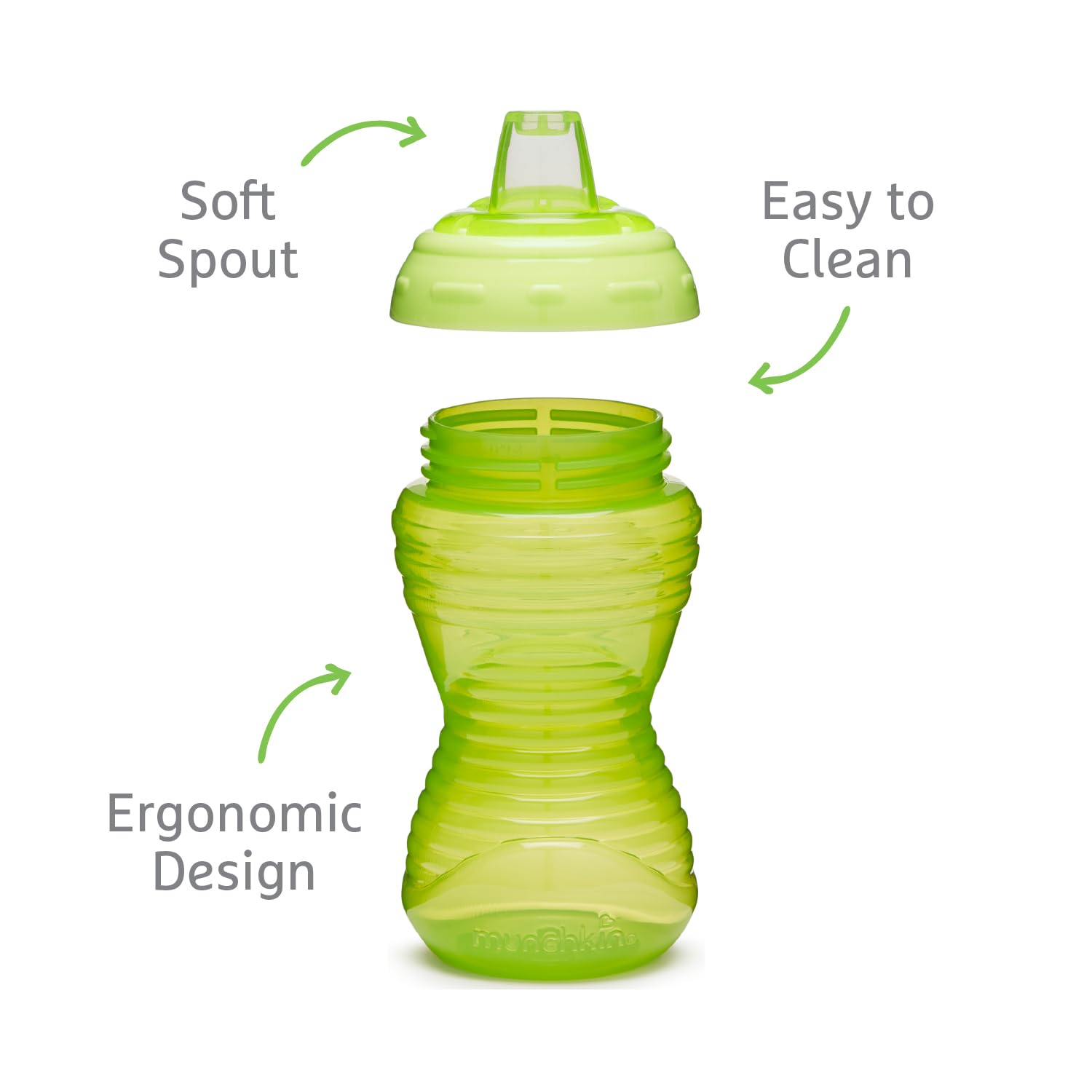Munchkin Mighty Grip Cups, 296ml, Pink and Green, 296 ml - Image 2