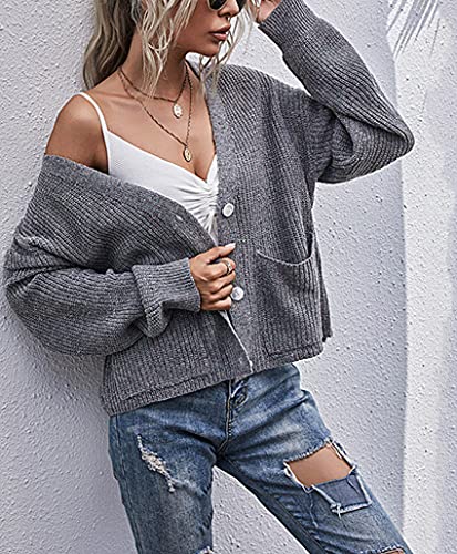 BDCUYAHSKL Herfst en Winter Dames Casual Mode V-hals Effen Kleur Pocket Knop Placket Lange mouwen Gebreide Trui Vest Jas… - Image 6