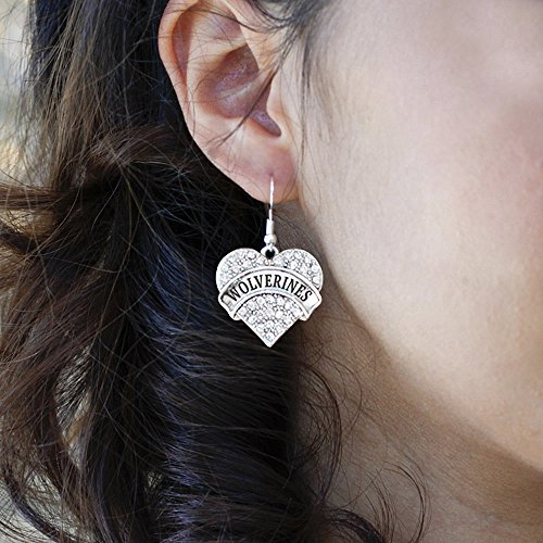 Inspired Silver - Silver Pave Heart Charm French Hook Drop Earrings with Cubic Zirconia Jewelry3