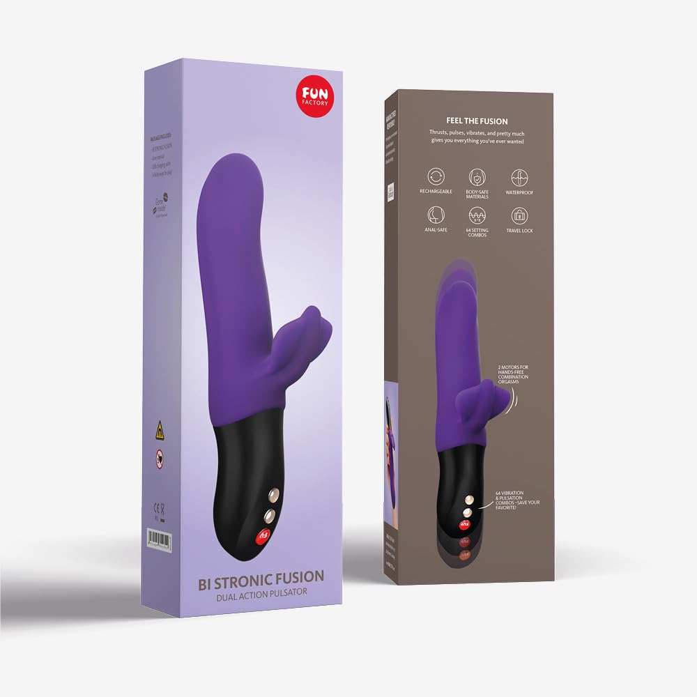 Fun Factory BI STRONIC FUSION - Vibratore urti | Sex toy rabbit punto G clitoride | Vibratori donna sesso realistico | Silicone | Viola