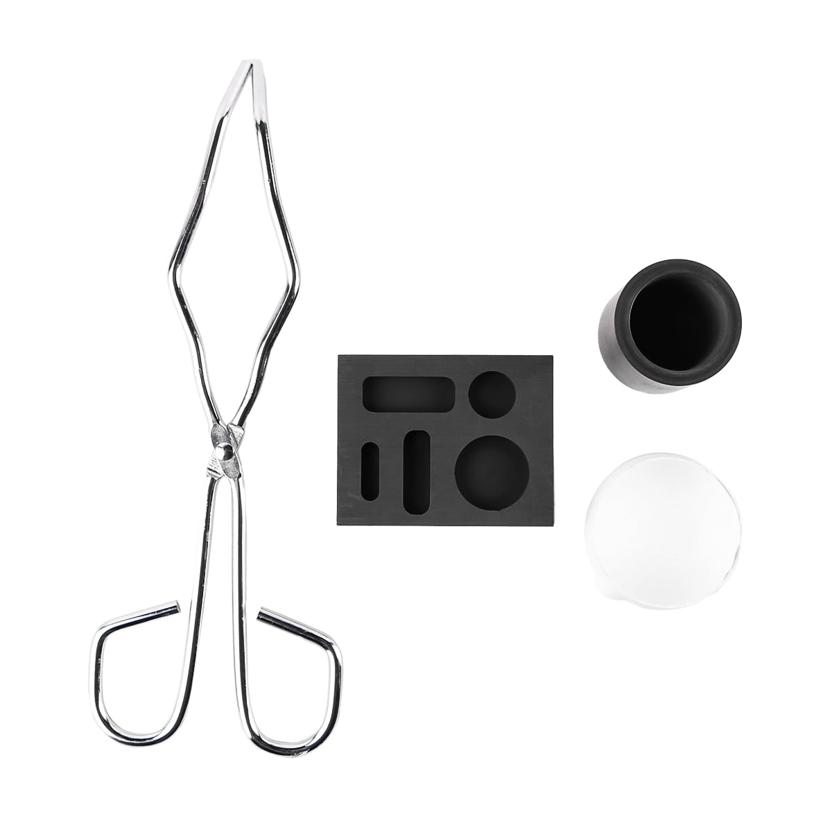 Set di crogioli in Grafite da 4 Pezzi, crogiolo in Ceramica per la Fusione di Metalli, crogiolo e pinze, Set di Fusione Combinato in Grafite per la Fusione di Metalli in Oro e Argento
