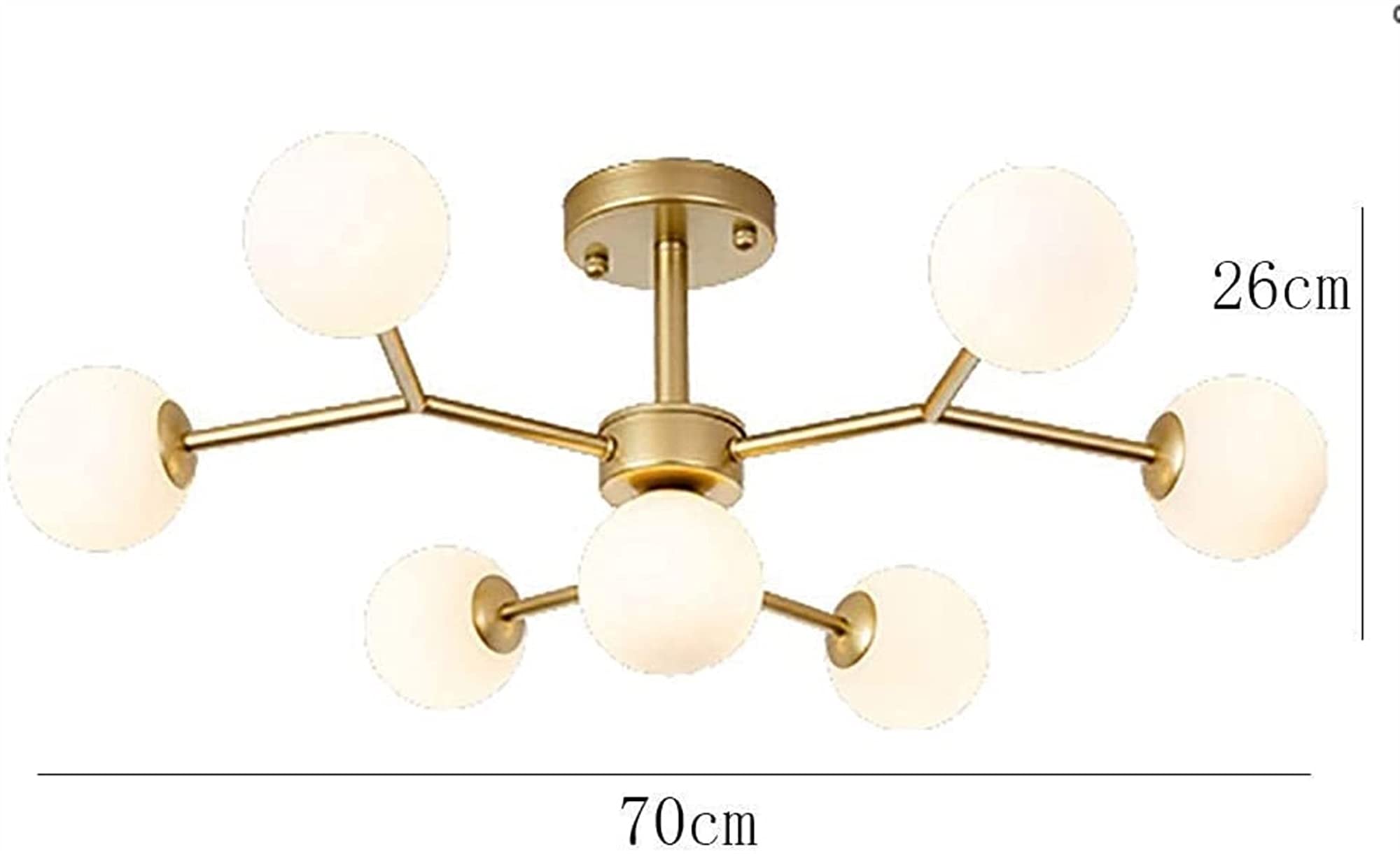 Lustre Spoutnik Style Industriel - Laiton, Globes Verre Blanc, Culot E27 - NEUF